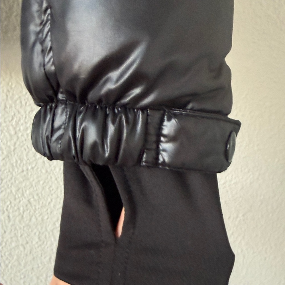 SAM. Black Shiny Blake Down Puffer Racoon Tan Fur Hood Thumb Hole Cuff XS - Picture 4 of 16